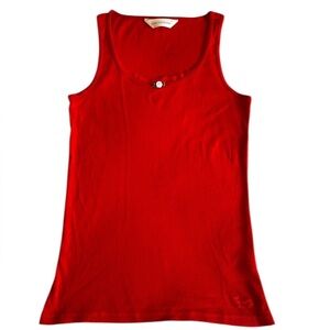 Peter Alexander Red Ribbed Tank Top – Small – Lace & Rose Detail